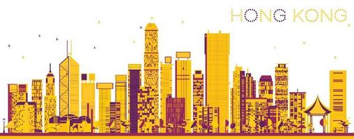 horizonte abstracto de hong kong china con edificios de color. vector