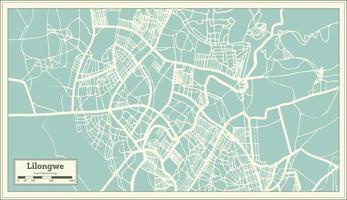 Lilongwe Malawi City Map in Retro Style. Outline Map. vector