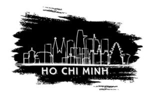 silueta del horizonte de la ciudad de ho chi minh vietnam. boceto dibujado a mano. vector