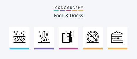 Food and Drinks Line 5 Icon Pack Including milk. food. lemon. drinks. japanese food. Creative Icons Design vector