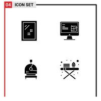 Mobile Interface Solid Glyph Set of 4 Pictograms of door astronaut wash repair space Editable Vector Design Elements