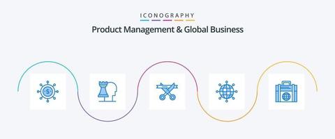 gestión de productos y paquete de iconos azul 5 de negocios globales que incluye inversión. moderno. negocio. global. negocio vector