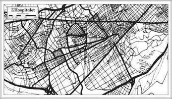 Mapa de la ciudad de l'hospitalet españa en estilo retro. esquema del mapa. vector