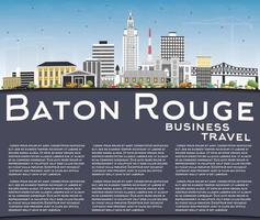 Baton Rouge Louisiana City Skyline with Color Buildings, Blue Sky and Copy Space. vector