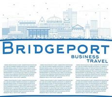delinear el horizonte de la ciudad de bridgeport connecticut con edificios azules y espacio de copia. vector