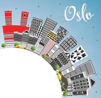 Oslo Norway City Skyline with Gray Buildings, Blue Sky and Copy Space. vector