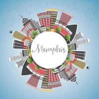 Memphis USA City Skyline with Color Buildings, Blue Sky and Copy Space. vector