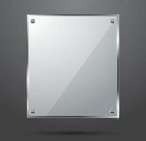 Glass Plate Isolated On Dark Background. vector