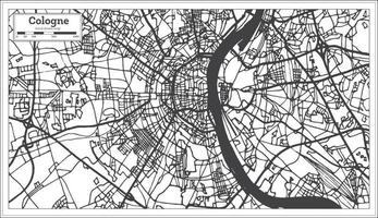 Cologne Germany City Map in Retro Style. Outline Map. vector