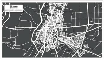 jhang mapa de la ciudad de pakistán en estilo retro. esquema del mapa. vector