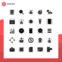 Solid Glyph Pack of 25 Universal Symbols of playstation game down console target Editable Vector Design Elements