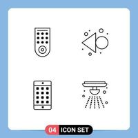 Set of 4 Modern UI Icons Symbols Signs for control password arrow application alert Editable Vector Design Elements