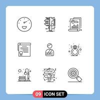 Modern Set of 9 Outlines and symbols such as user award medical degrees certificate Editable Vector Design Elements