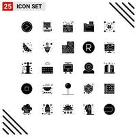 Set of 25 Modern UI Icons Symbols Signs for file mind bag media movie Editable Vector Design Elements