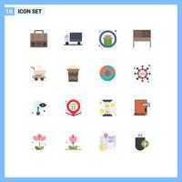 Group of 16 Flat Colors Signs and Symbols for cart table truck interior reward Editable Pack of Creative Vector Design Elements