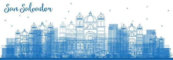 Outline San Salvador Skyline with Blue Buildings. vector