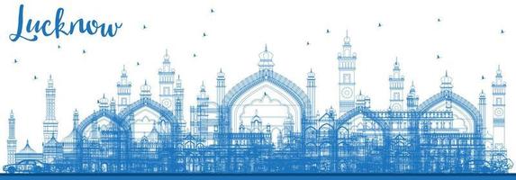 Outline Lucknow Skyline with Blue Buildings. vector