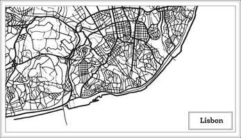 Lisbon Portugal Map in Black and White Color. vector