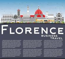 Florence Italy City Skyline with Color Buildings, Blue Sky and Copy Space. vector