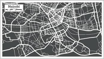 Nairobi Kenya City Map in Retro Style. Outline Map. vector