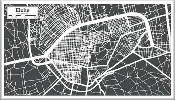 Elche Spain City Map in Retro Style. Outline Map. vector