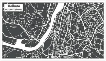 mapa de la ciudad de kolkata india en estilo retro. esquema del mapa. vector