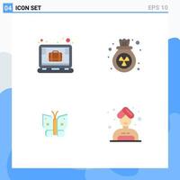 Set of 4 Commercial Flat Icons pack for brief freedom office case trash wings Editable Vector Design Elements