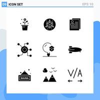 Solid Glyph Pack of 9 Universal Symbols of circle network profile data file Editable Vector Design Elements