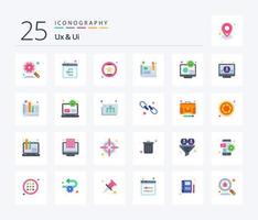 Ux And Ui 25 Flat Color icon pack including configuration. usability. website. prototype. recommend