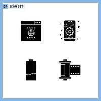 Set of Commercial Solid Glyphs pack for browser electricity gear device low Editable Vector Design Elements