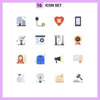 16 User Interface Flat Color Pack of modern Signs and Symbols of bulb android hardware mobile phone Editable Pack of Creative Vector Design Elements