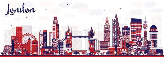 Abstract London England City Skyline with Color Buildings. vector