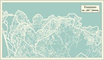 mapa de la ciudad de freetown sierra leona en estilo retro. esquema del mapa. vector