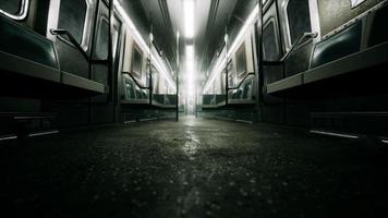 8K empty metal subway train in urban Chicago photo