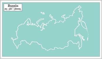 Russia Map in Retro Style. Outline Map. vector