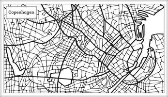 Copenhagen Map in Black and White Color. vector