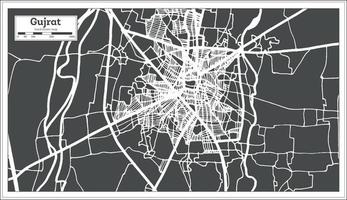 mapa de la ciudad de gujrat pakistán en estilo retro. esquema del mapa. vector