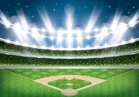 Baseball Stadium with Neon Lights. Arena. vector