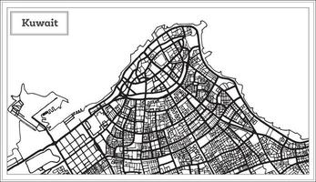 Kuwait Map in Black and White Color. vector