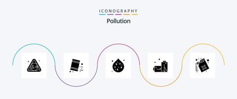 paquete de iconos de glifo de contaminación 5 que incluye desechos. gas. polución. puede. gas vector