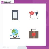 Pictogram Set of 4 Simple Flat Icons of devices balloon tablet cable global Editable Vector Design Elements