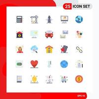 25 Universal Flat Color Signs Symbols of network software expense monitor computer Editable Vector Design Elements