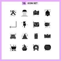 16 Universal Solid Glyph Signs Symbols of ring hand bell institute bell real Editable Vector Design Elements