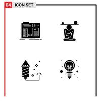 User Interface Pack of 4 Basic Solid Glyphs of build mindfulness engineer concentration event Editable Vector Design Elements