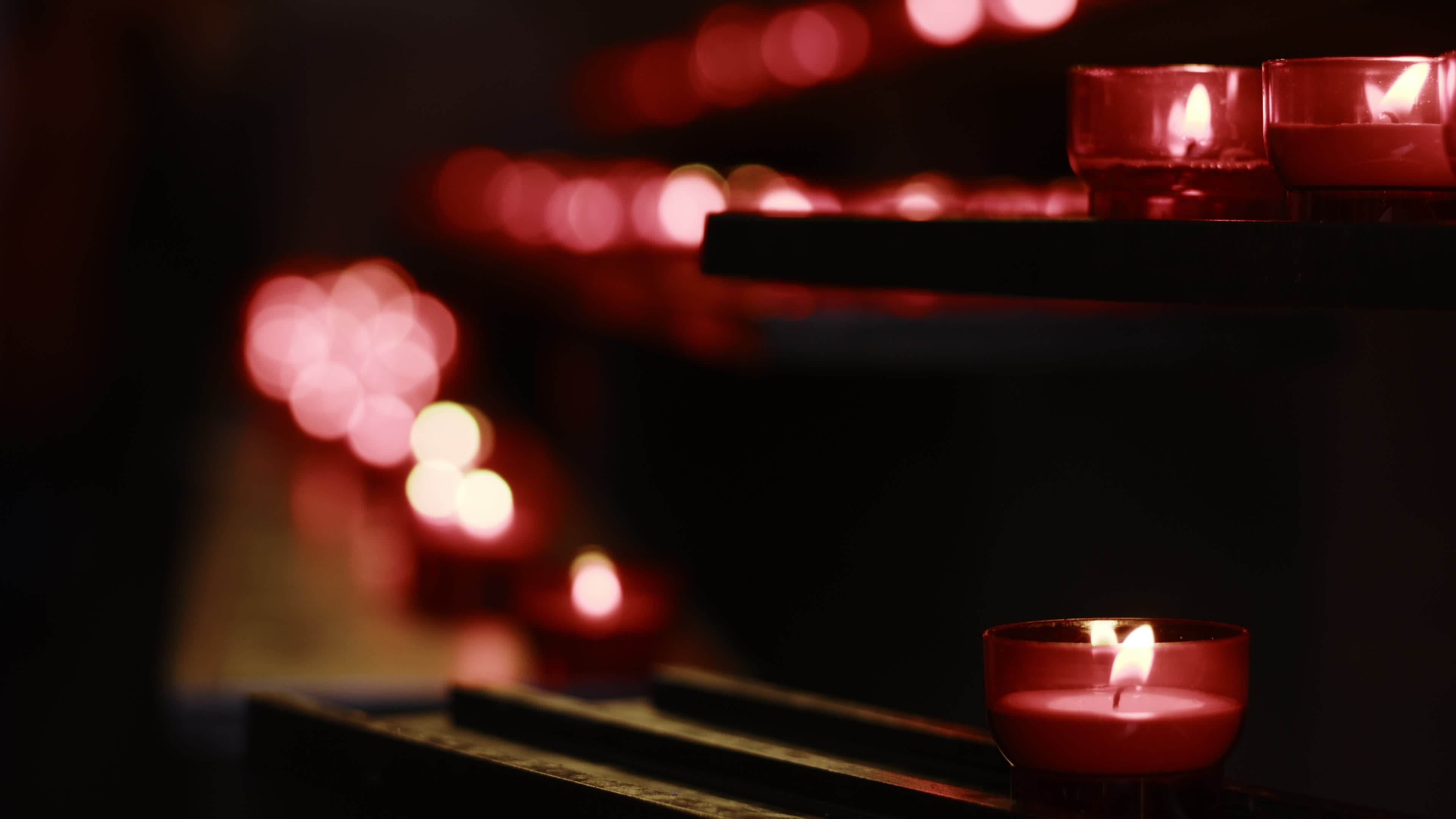 Red Wish and Pray Candles in a Catholic Church 17277529 Stock Video at