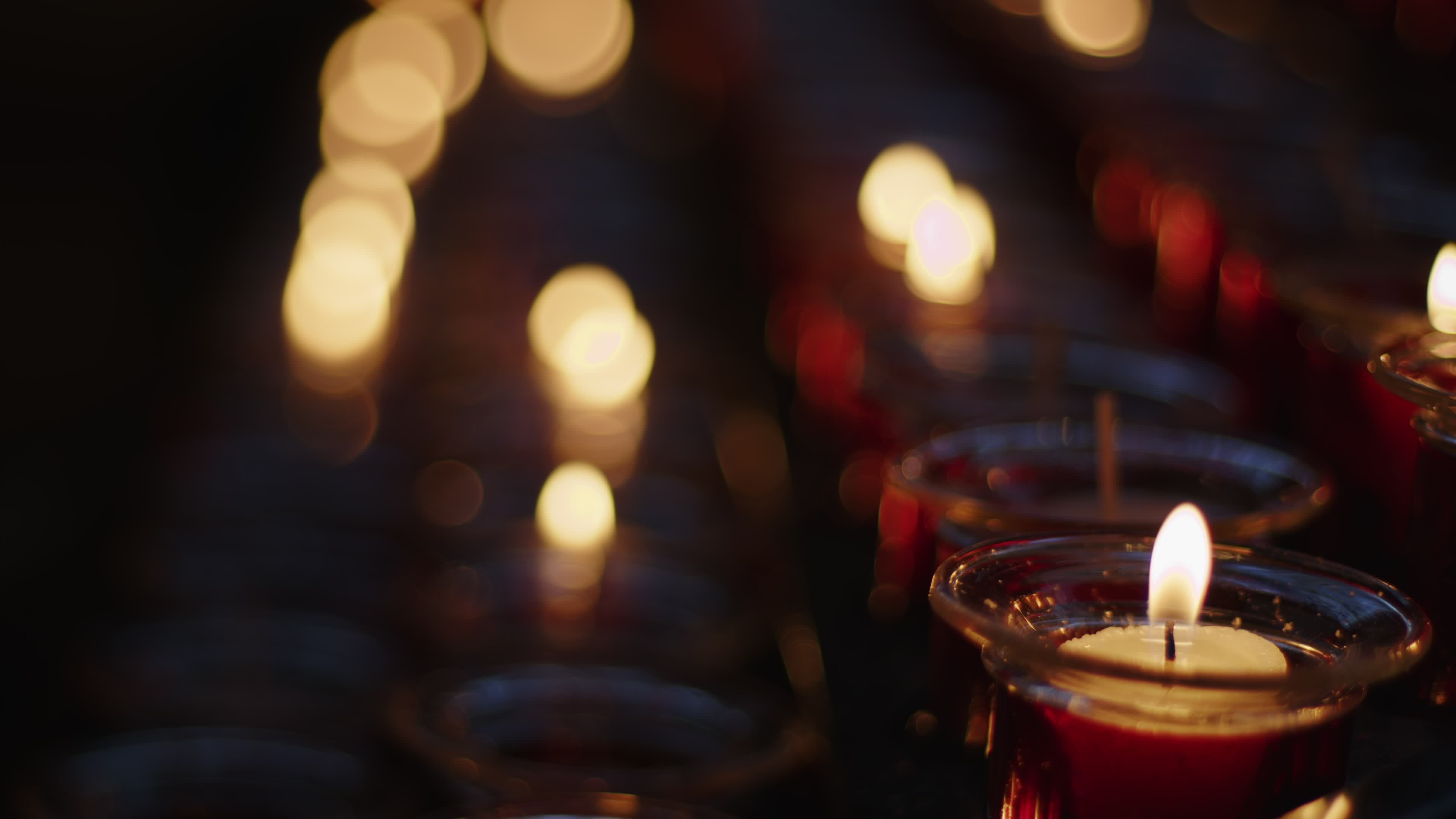 Red Wish and Pray Candles in a Catholic Church 17277530 Stock Video at