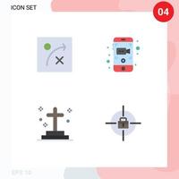 4 User Interface Flat Icon Pack of modern Signs and Symbols of algorithm grave mobile dead target Editable Vector Design Elements