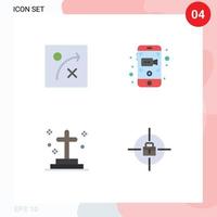 4 User Interface Flat Icon Pack of modern Signs and Symbols of algorithm grave mobile dead target Editable Vector Design Elements