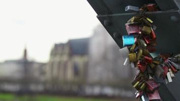 Love Lock Bridge in Frankfurt Germany video