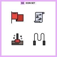 User Interface Pack of 4 Basic Filledline Flat Colors of country bathroom file playlist skipping Editable Vector Design Elements